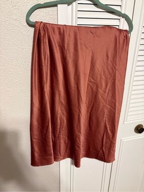 Forever 21 Satin Midi Skirt in Rusty Copper